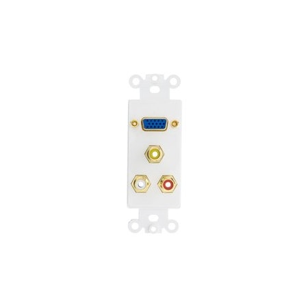 Cable Wholesale Decora Wall Plate Insert, White, 1 VGA Coupler and 3 RCA Couplers 301-4001